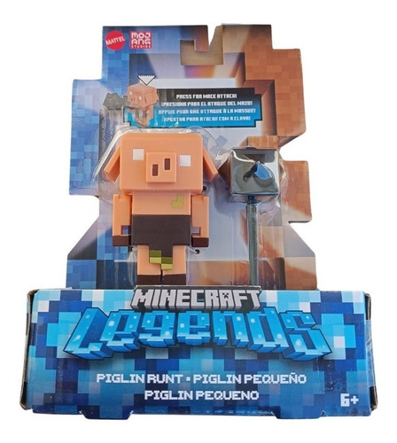 Boneco Minecraft Legends Piglin Pequeno Com Clava + Nf